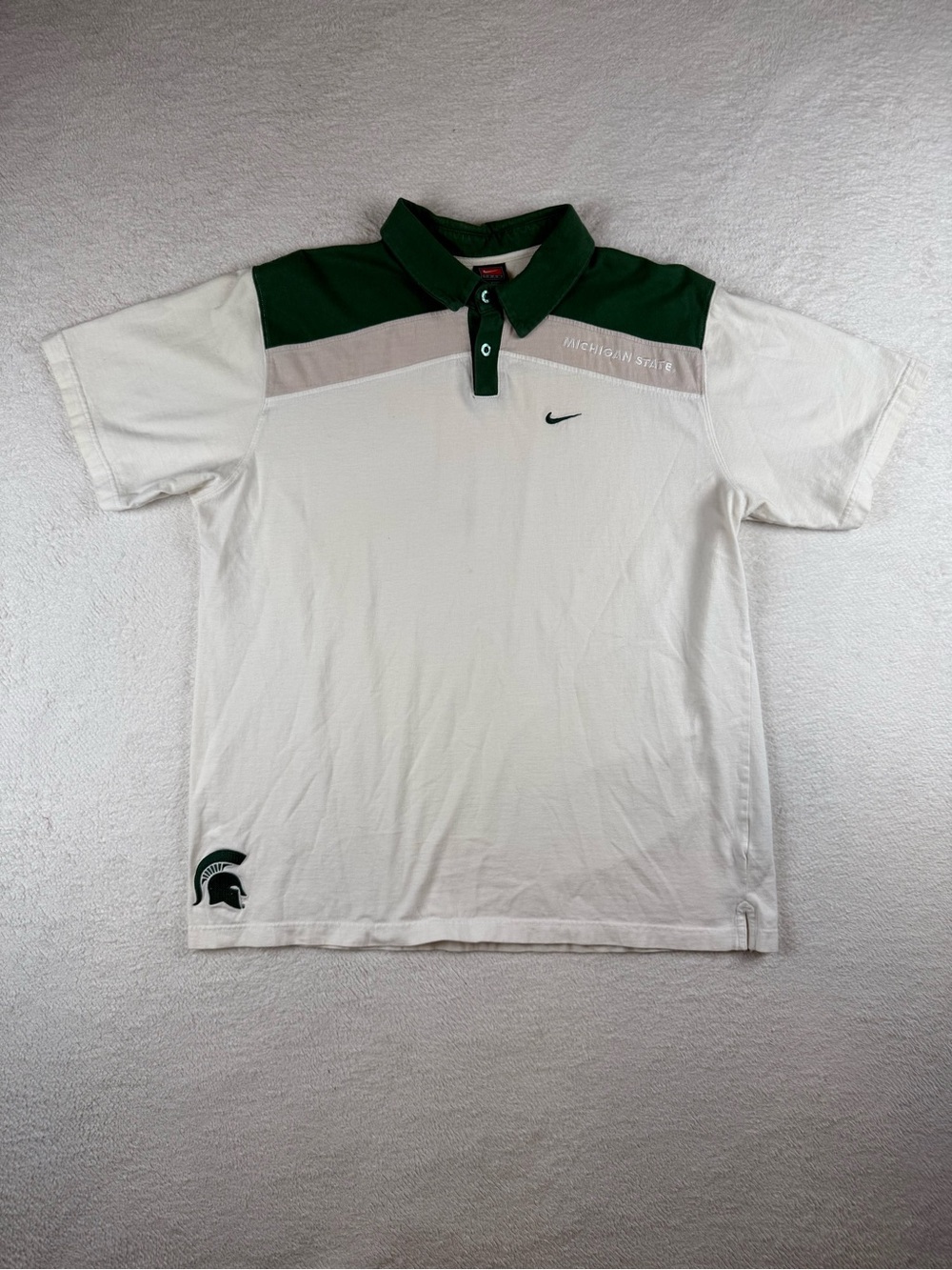 Nike Team Michigan State Spartans Men’s XL Polo Shirt White Green Golf